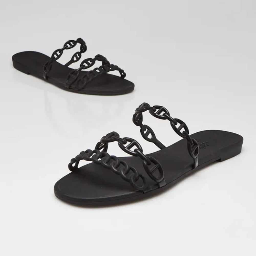 Hermès Rivage Black Slippers Black Size 10 - Picture 5 of 6